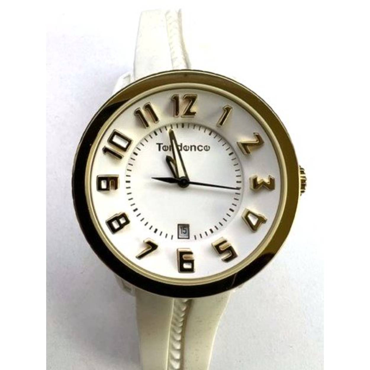 Wit Tendence horloge met goudkleurige index
