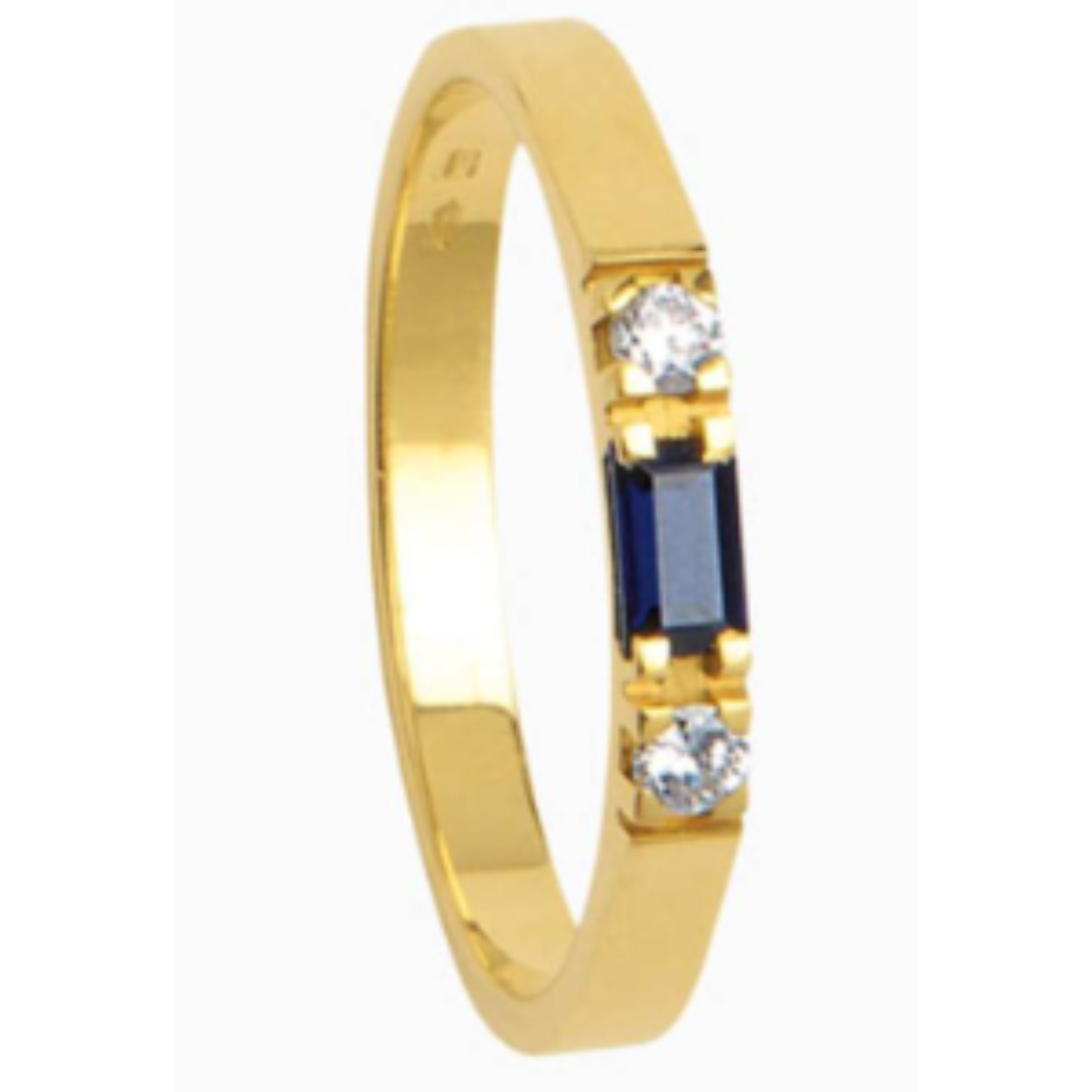 Eclat ring geelgoud maat 170.10crt g/vvs briljant, 0.25crt Saffier baguette, maat 17.5 | R1014/10
