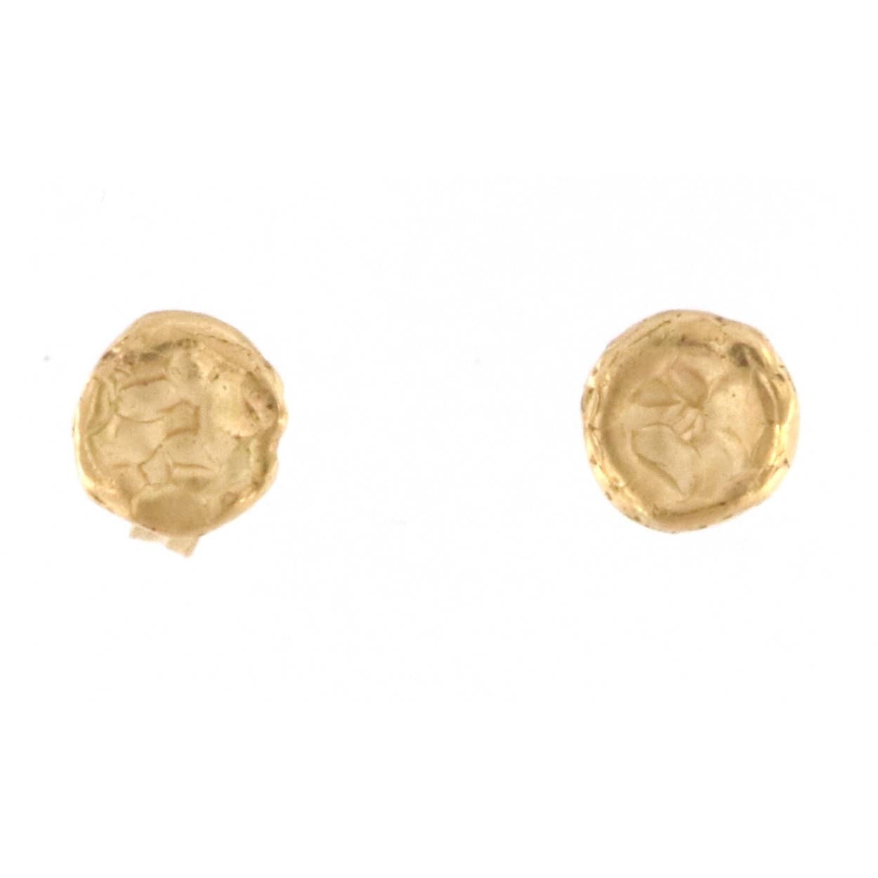 Oorbellen structuur geel goud 18kt creatie Claude Baert
