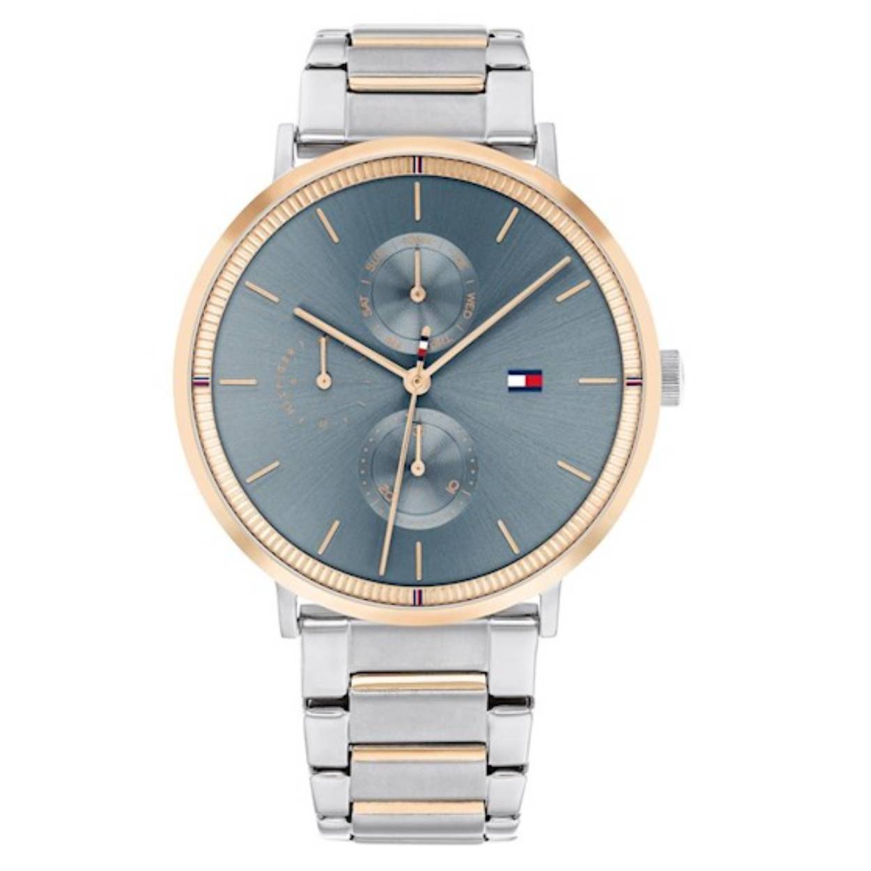 Tommy Hilfiger dameshorloge model TH1782298 'Jenna' 
Het horloge is uitgevoerd in edelstaal met rosékleurige accenten.