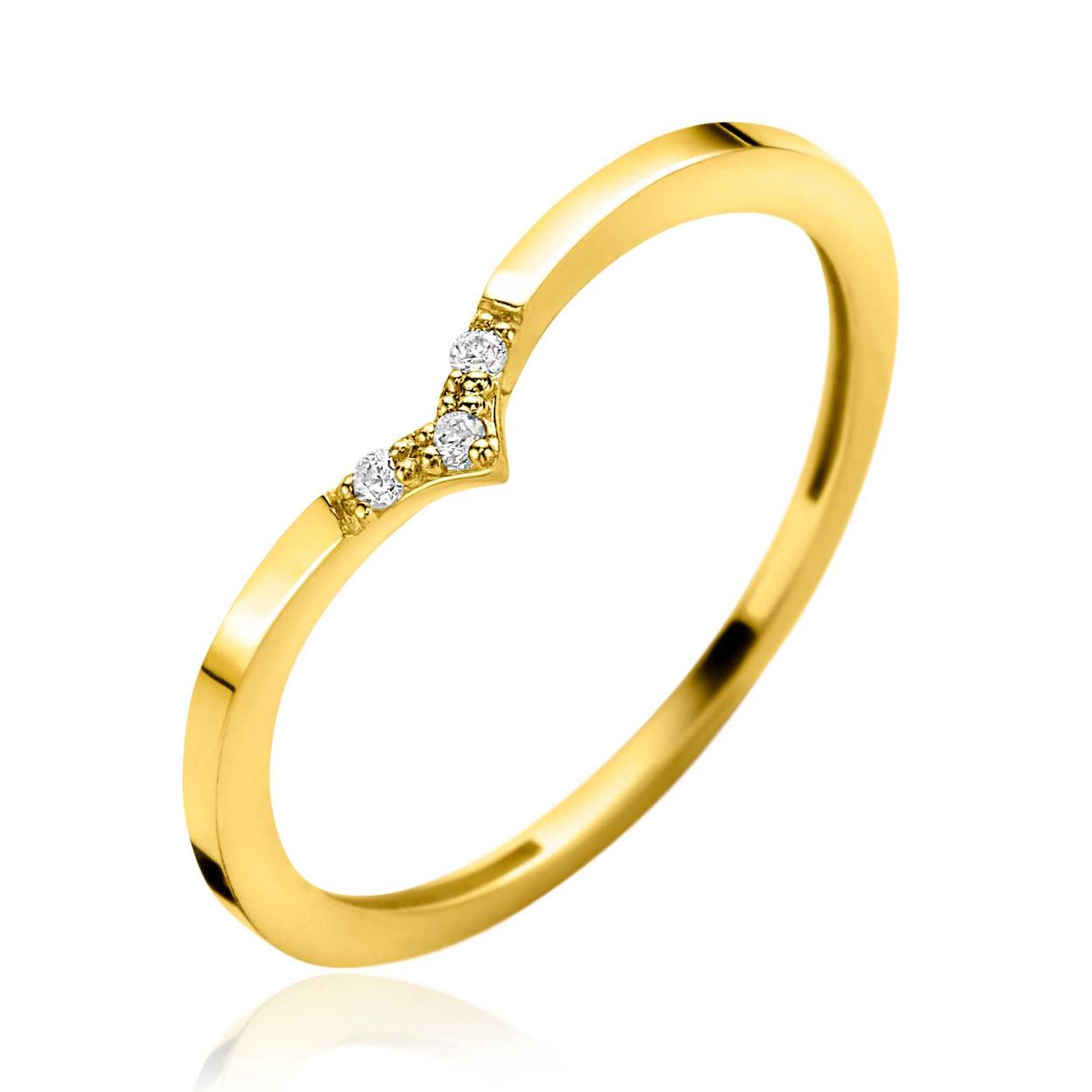 ZINZI Gold 14 karaat gouden ring in V-model bezet met drie witte zirkonia's ZGR529
