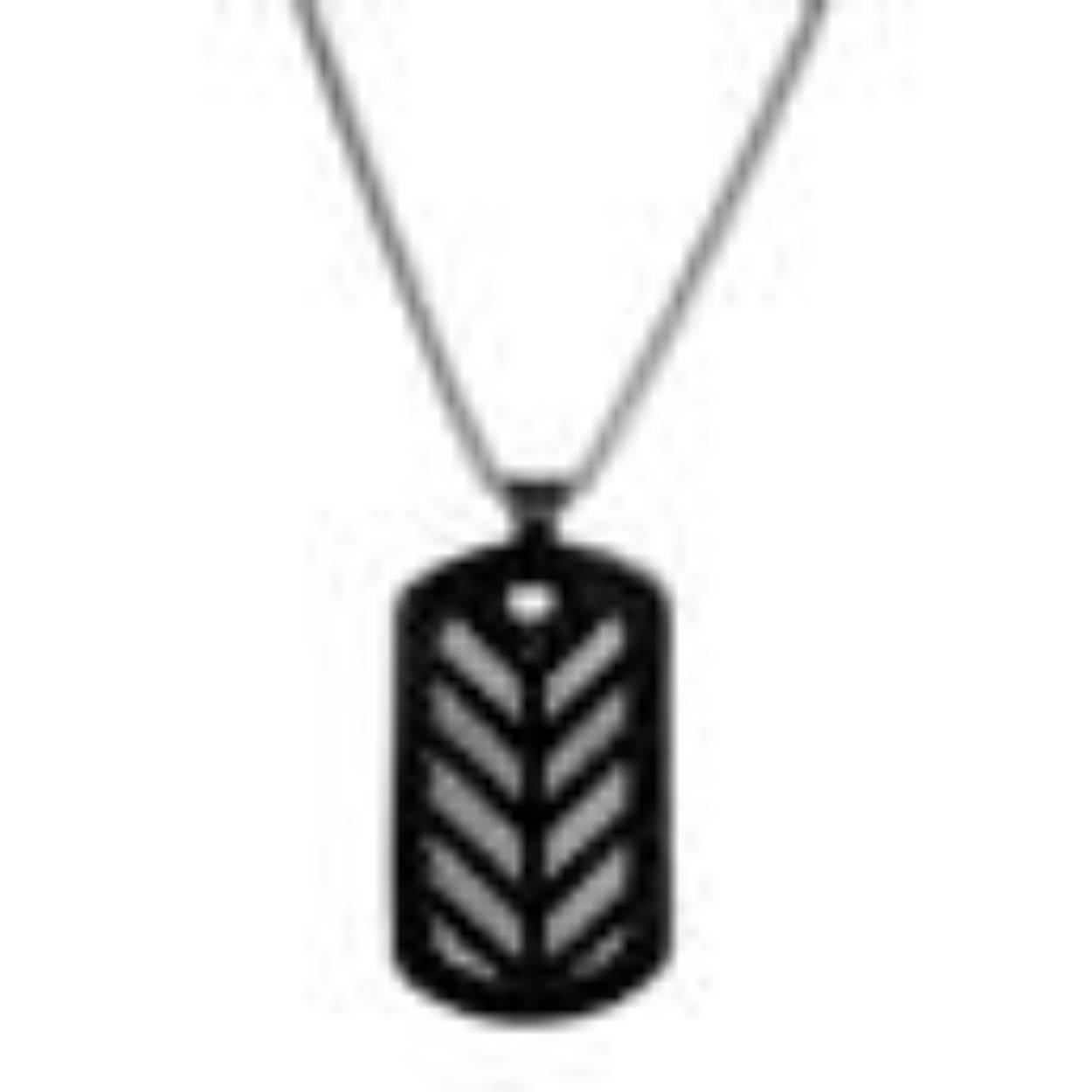 De iXXXi MEN pendant Dog Tag Stripe is gemaakt van stainless steel en is voorzien van een matzwart kleurige uitvoering. De hanger bestaat uit een matzwart, rechthoekige vorm die is afgerond waardoor de puntige hoeken weg zijn. In de vorm is een patroon weergegeven met schuine vakjes die gevuld zijn met een donkergrijze kleur. Je kan de Dog Tag Stripe pendant combineren met een iXXXi MEN ketting naar keuze uit onze collectie. Mix en match en speel met bijvoorbeeld meerdere pendants aan jouw iXXXi ketting.