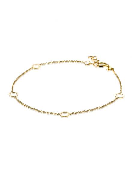 ZINZI Gold 14 karaat gouden jasseron armband kleine open ronde vormen 18-20cm