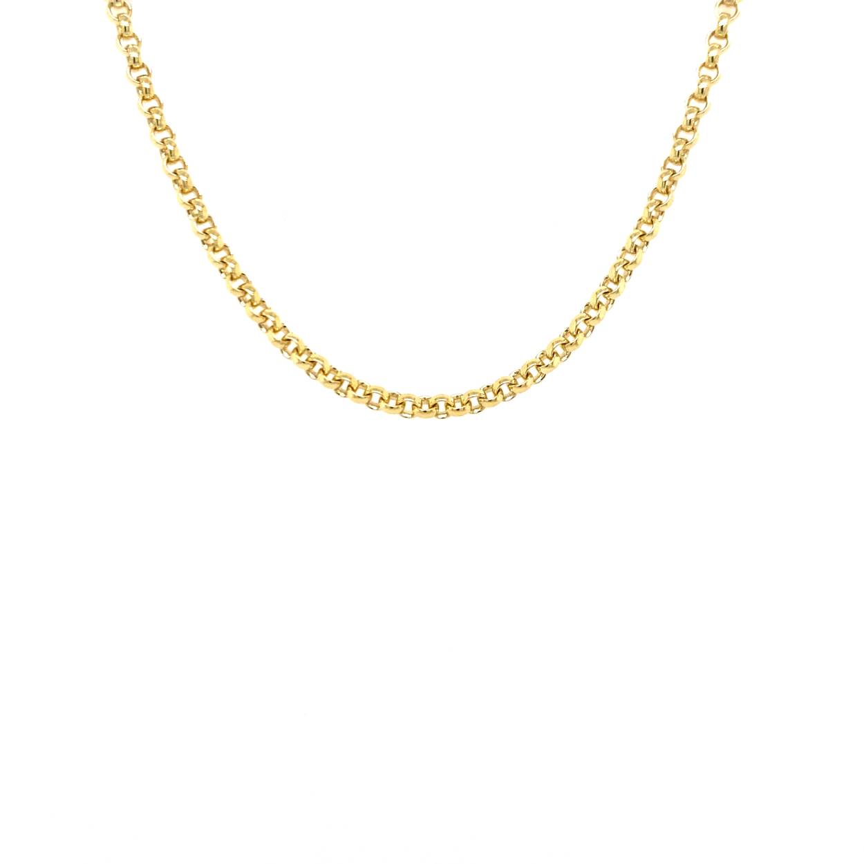 14 krt geelgouden jasseroncollier 2.5mm 45cm met een karabijnsluiting.
