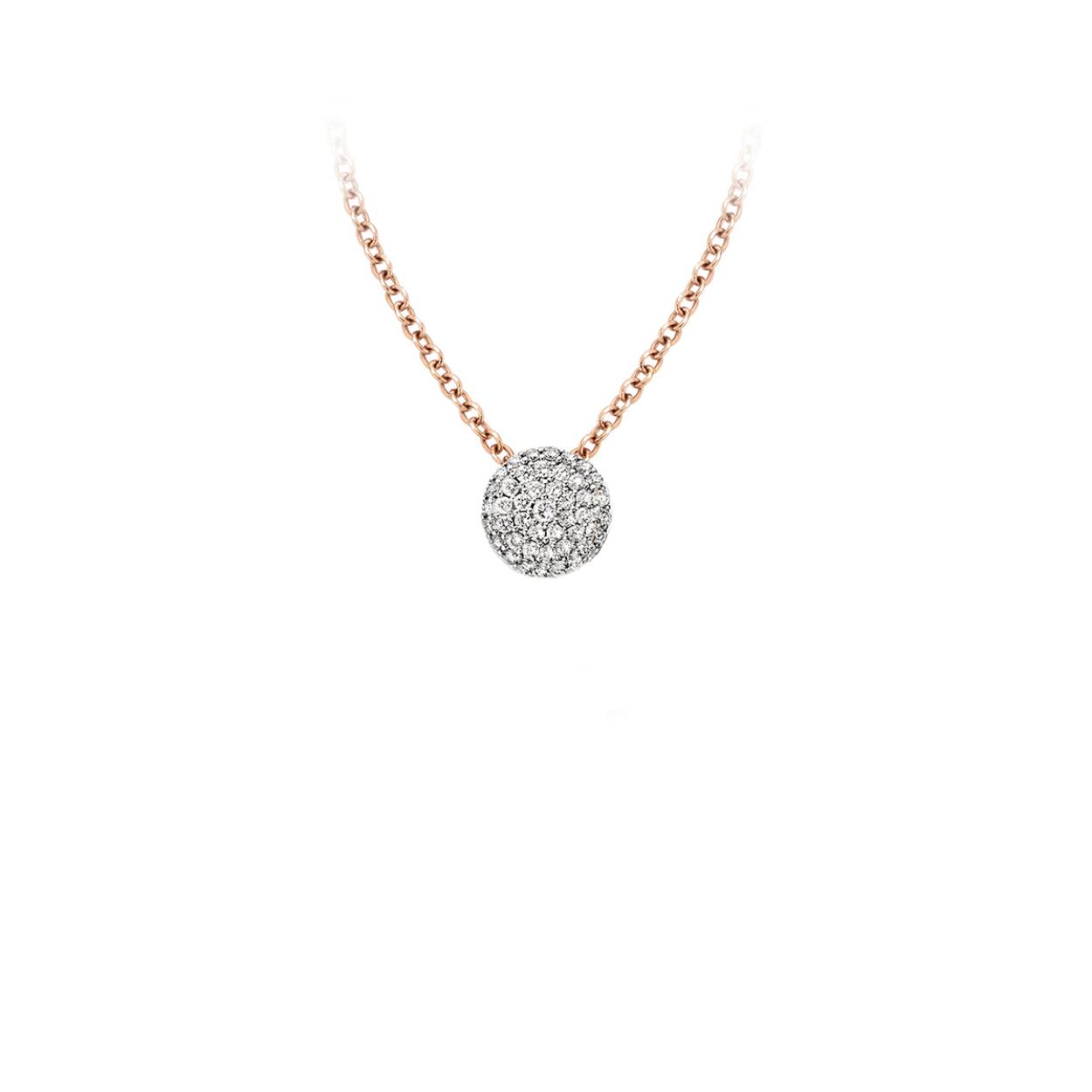Deze Mini Waves collier is vervaardigd in 18-karaats roségoud en afgewerkt met witte diamanten.0.19ct 