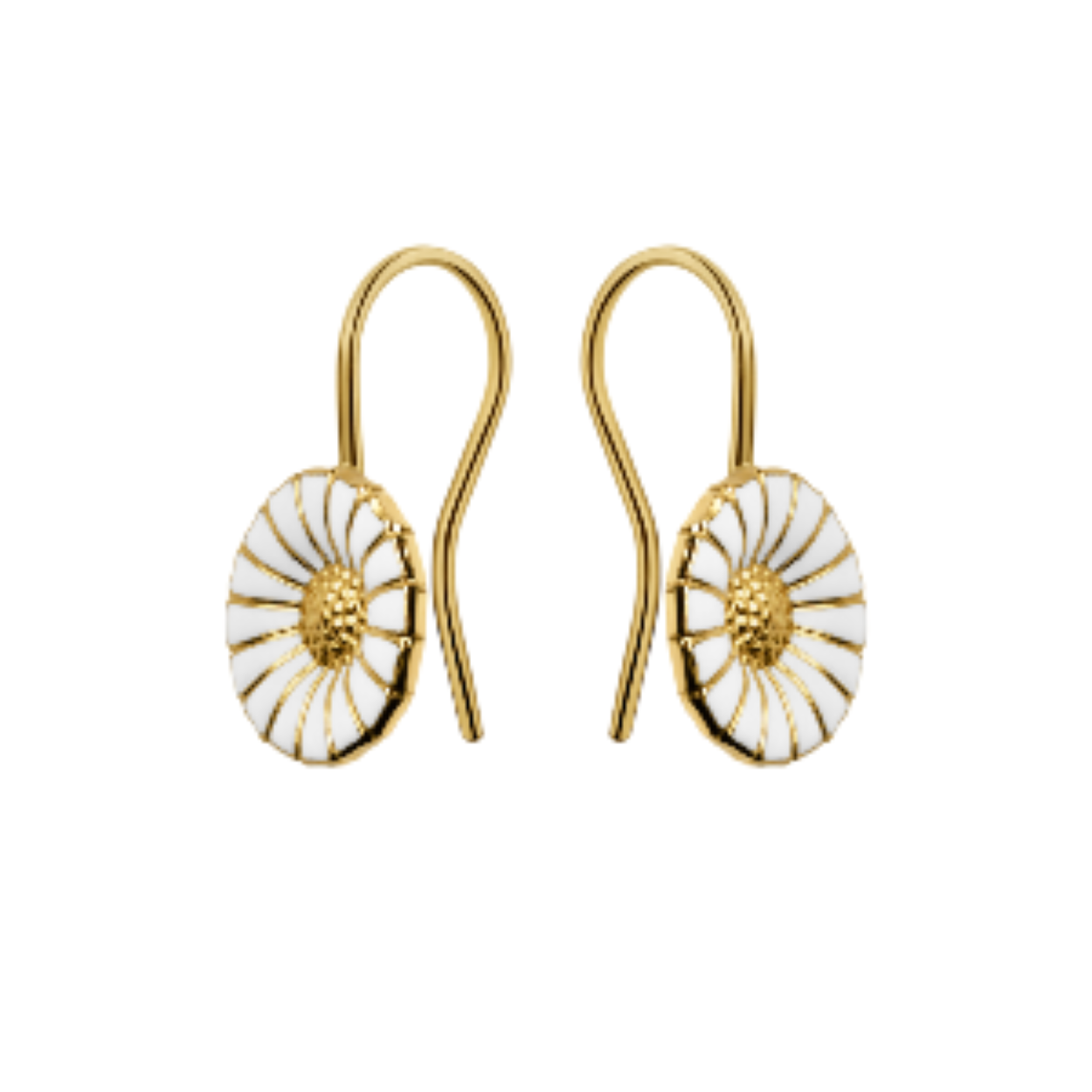 GEORG JENSEN OORSTEKERS DAISY 18KT VERGULD ZILVER WIT GLAZUUR 3539223