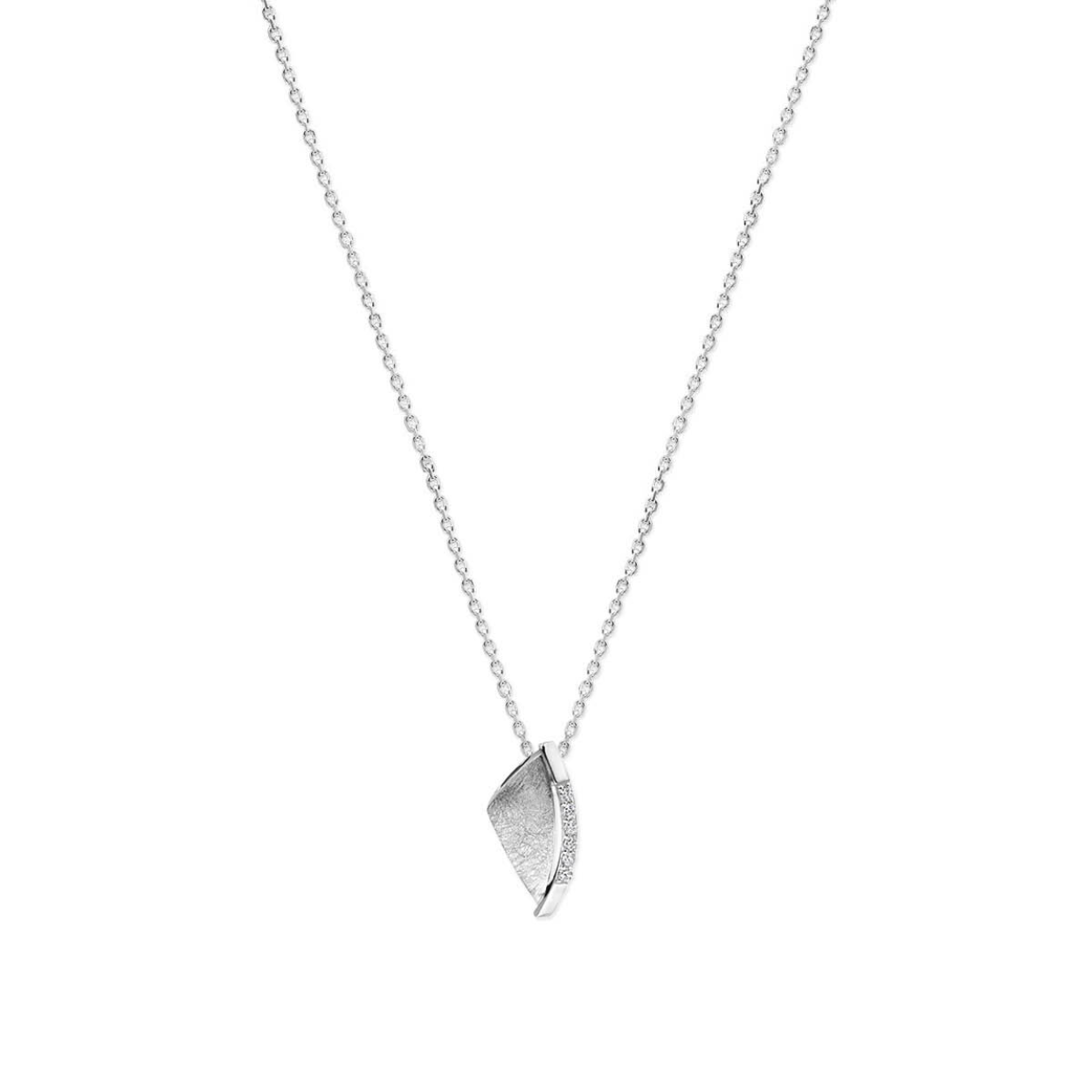 Zilver collier zirkonia gescratcht 41+4cm