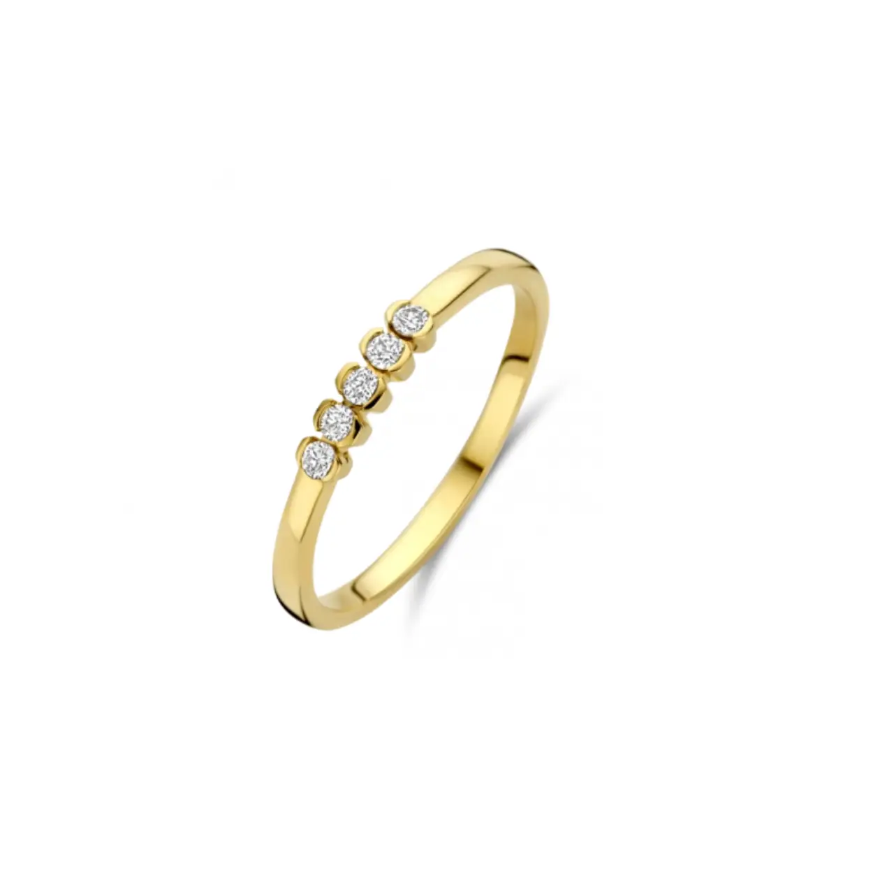 14 karaats geelgouden ring met diamant 'Corto'  5 x 0.02  crt.