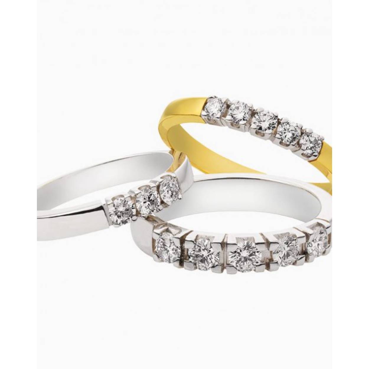 14krt witgouden alliance ring met 5x0.03ct diamant