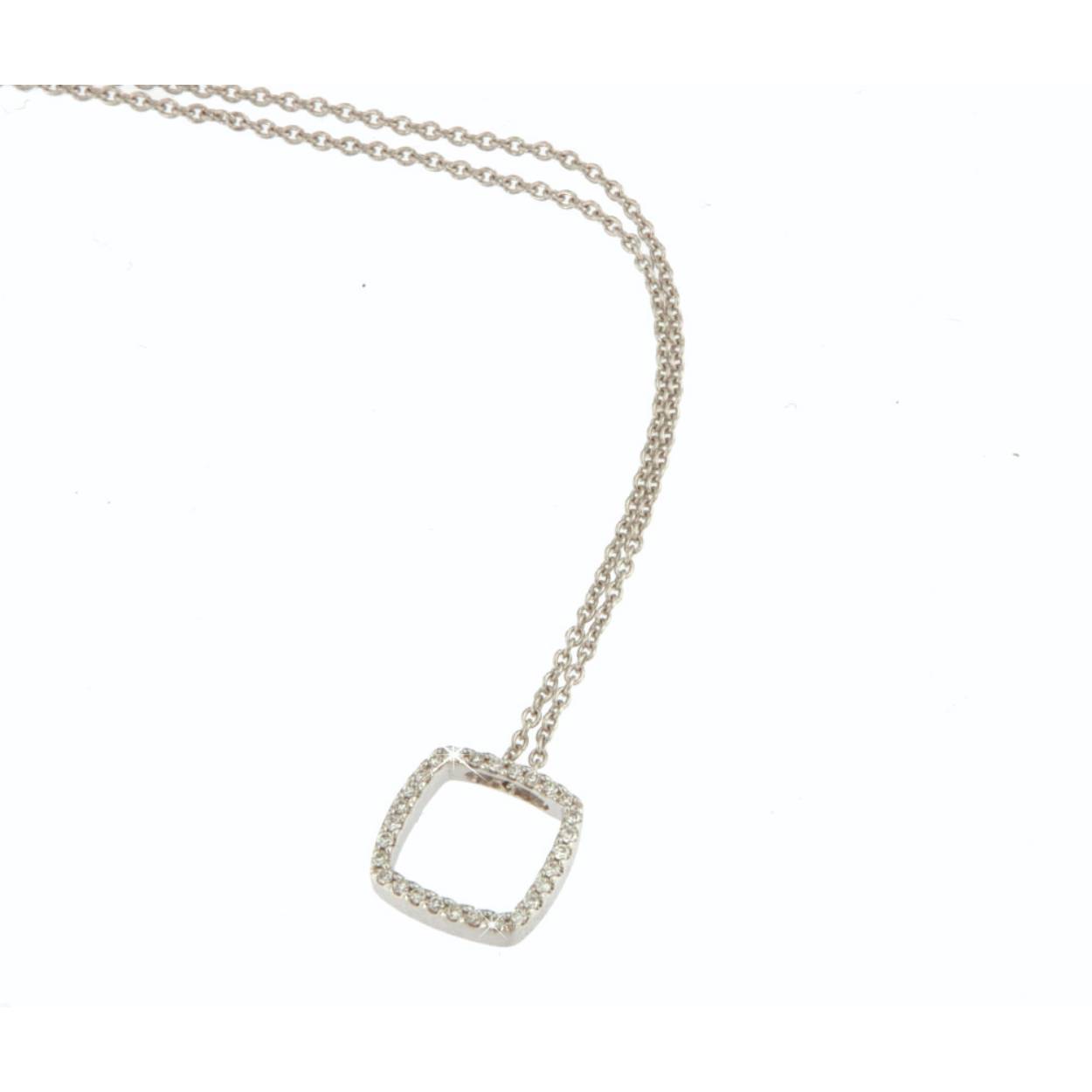 Ketting in witgoud met hanger in vierkant met diamant 0.07ct