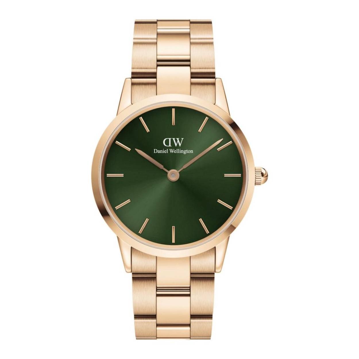 Dit is de DW00100419 horloge van Daniel Wellington. Het horloge heeft een Quartz uurwerk. De wijzerplaat is Groen en is afgedekt met Mineraalglas. De kast is gemaakt van RVS en heeft een diameter van 36 mm. De band van het horloge is Roségoudkleurig en gemaakt van RVS. Van dit horloge heb je jarenlang draagplezier!