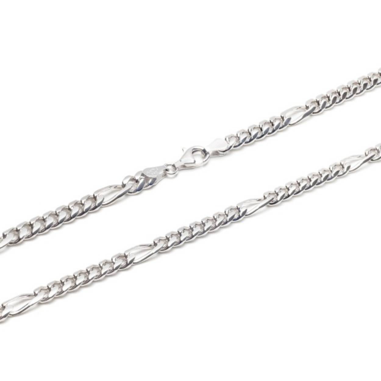 Figaro ketting zilver 6 mm en 55 cm - 65 cm - gerhodineerd
