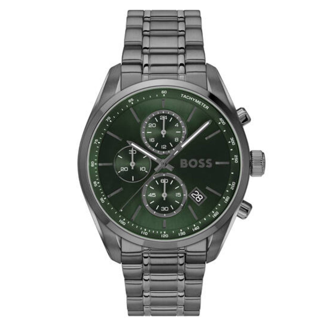 MAT STAAL HERENHORLOGE MET ZWART LEDER BAND