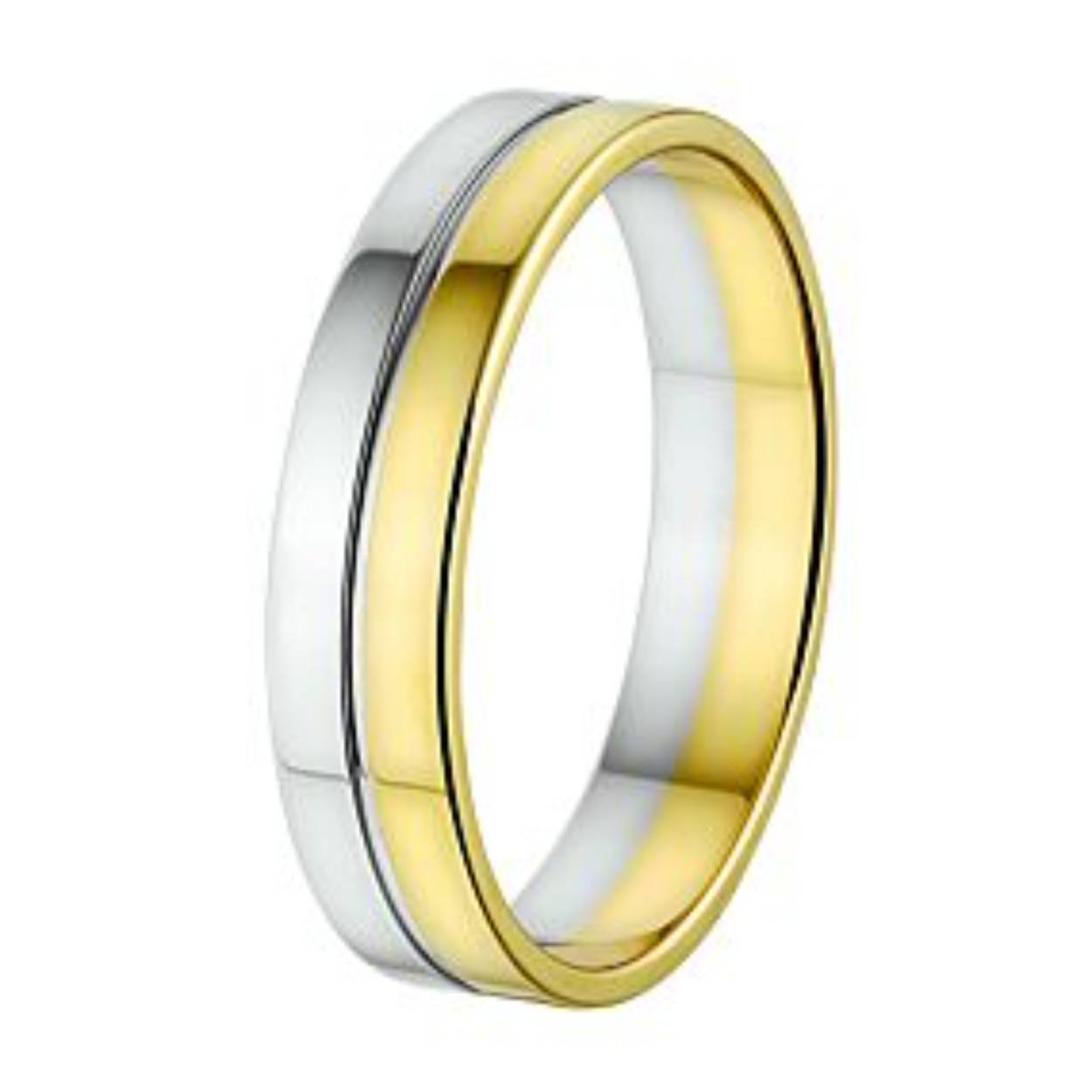 Amorio gouden vriendschapsring bicolour vlak 4mm mt19.5 KA4203798