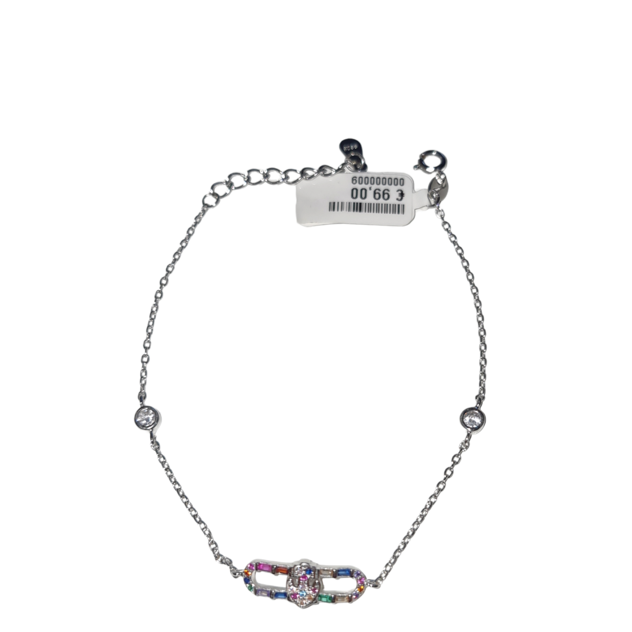 zilveren armband met gekleurde zirkonia stenen