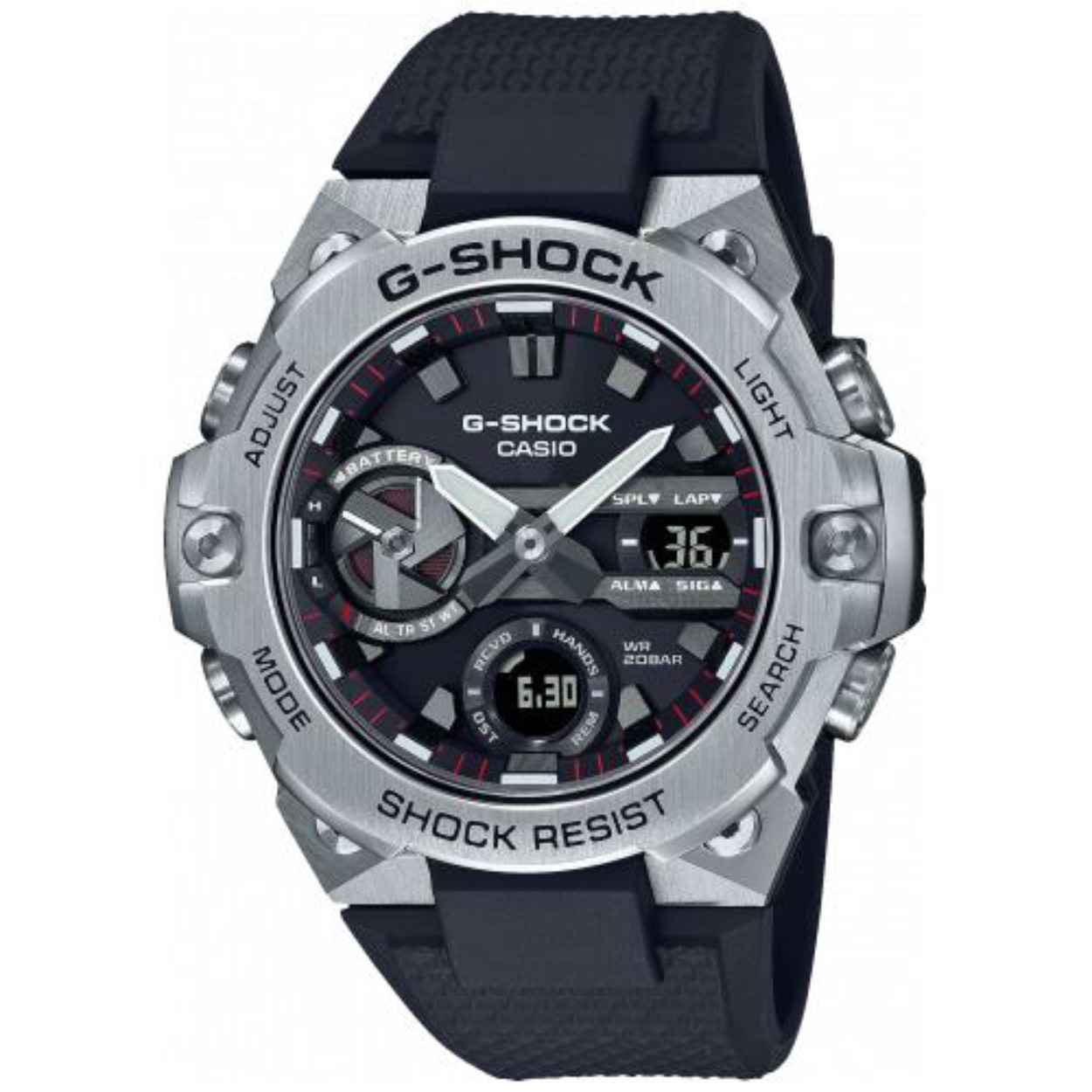 Stijlvol en functioneel: De G-STEEL-collectie combineert hoogwaardige materialen met de betrouwbare technologie van de beproefde G-SHOCK-modellen. Door het meerlaagse design krijgen de horloges een fascinerende diepte en uitstraling. Zo worden de twee extreem robuuste materialen kunsthars en edelstaal tot een onverwoestbare combinatie gevormd, die de horloges een opvallende premium look en uiterst robuuste eigenschappen geeft.