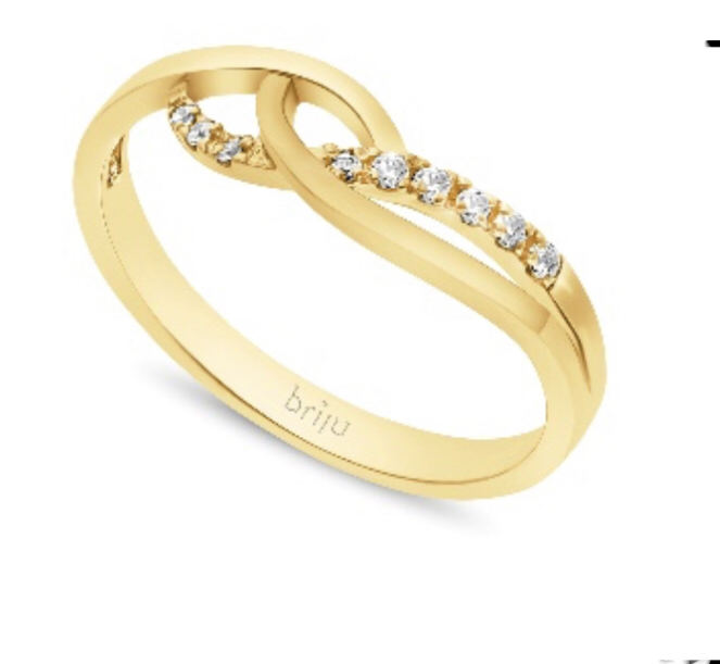 Gouden ring met briljant geslepen diamanten 0.03 ct SI/H