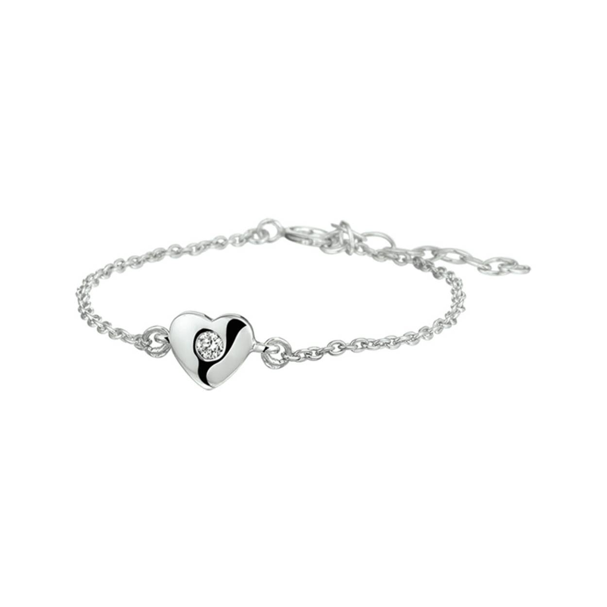 Zilver gerhodineerd armband hart zirkonia
