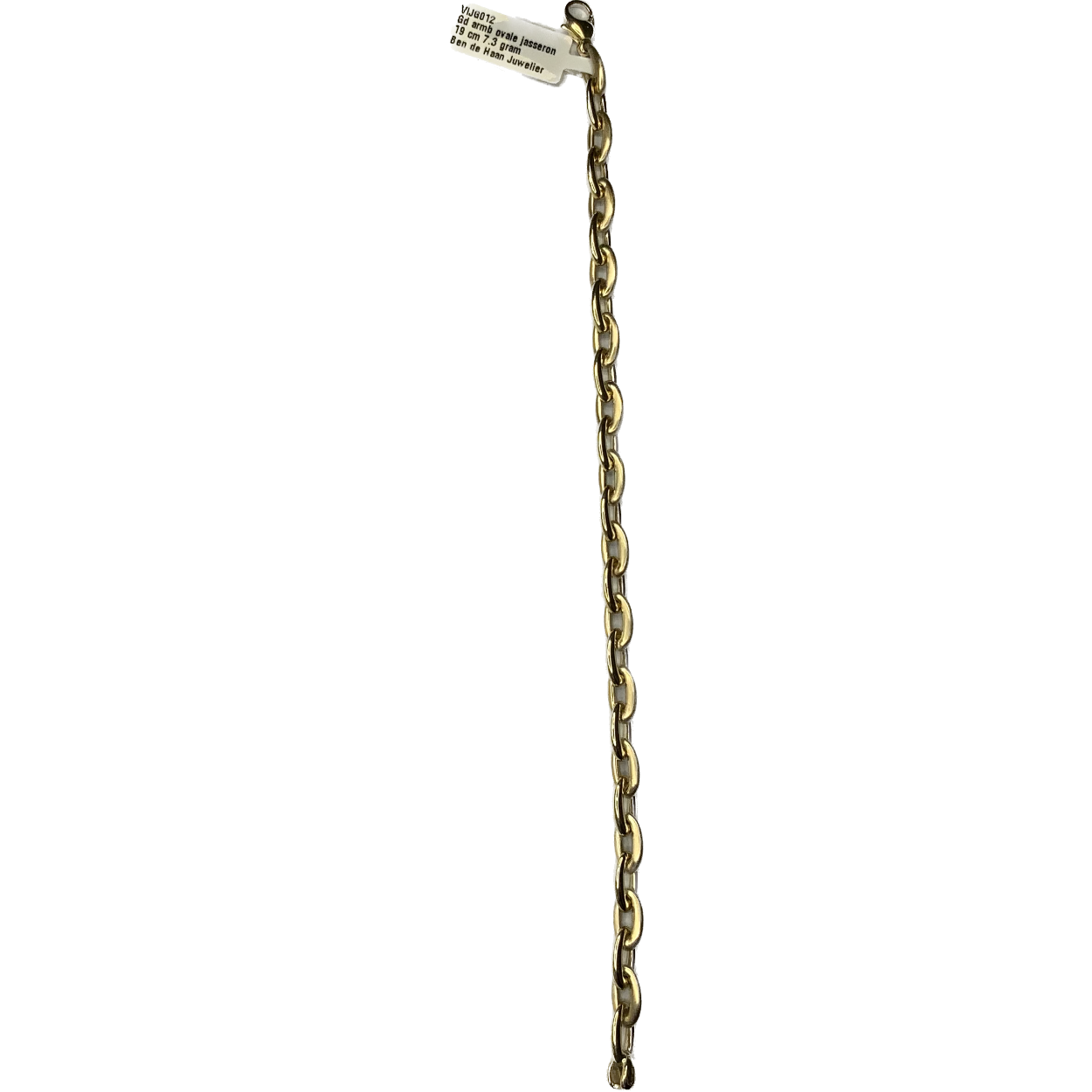 Gouden jasseron armband met ovale schakels
Schakels wisselen af tussen mat-goud en glimmend-goud
Lengte armband: 19CM 
Schakelbreedte: 5,5MM
Gewicht: 7,3Gram