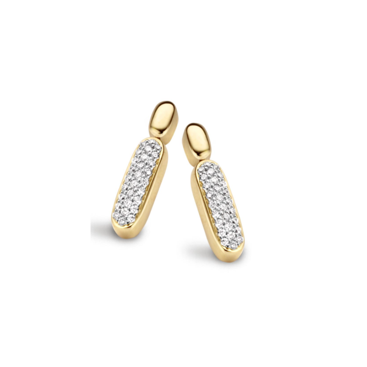 18KT geel/witgoud oorknoppen 0.22ct
