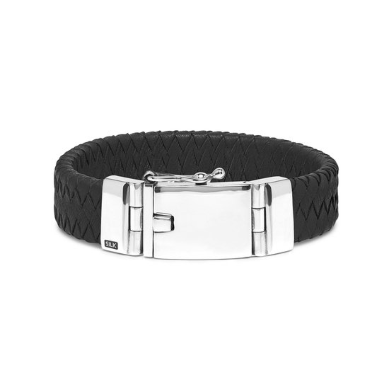 Silk Jewellery Leer/Zilver Zwart ALPHA Collectie 20cm 641BLK.20