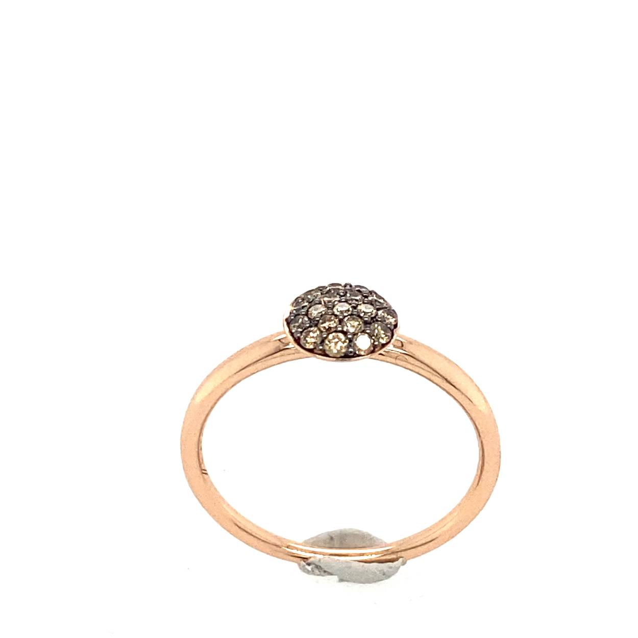 14 krt rose gouden ring met bruin diamant 0.23