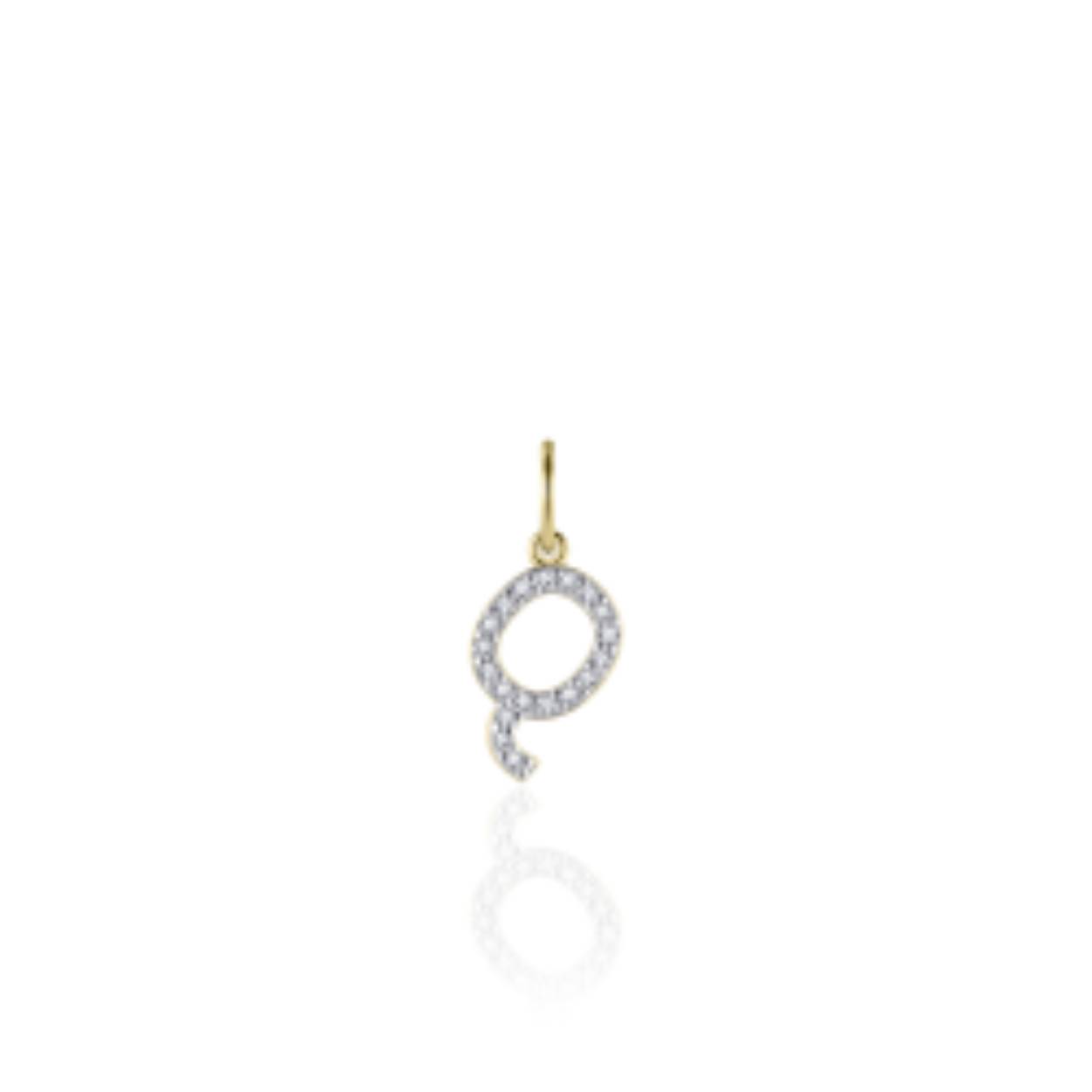 letter Q | zilver goldplated | zirkonia's