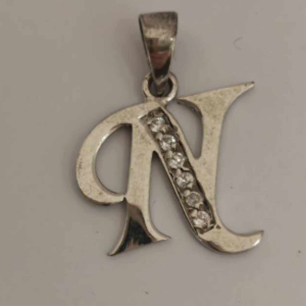 Zilveren hanger letter N zirkonia 