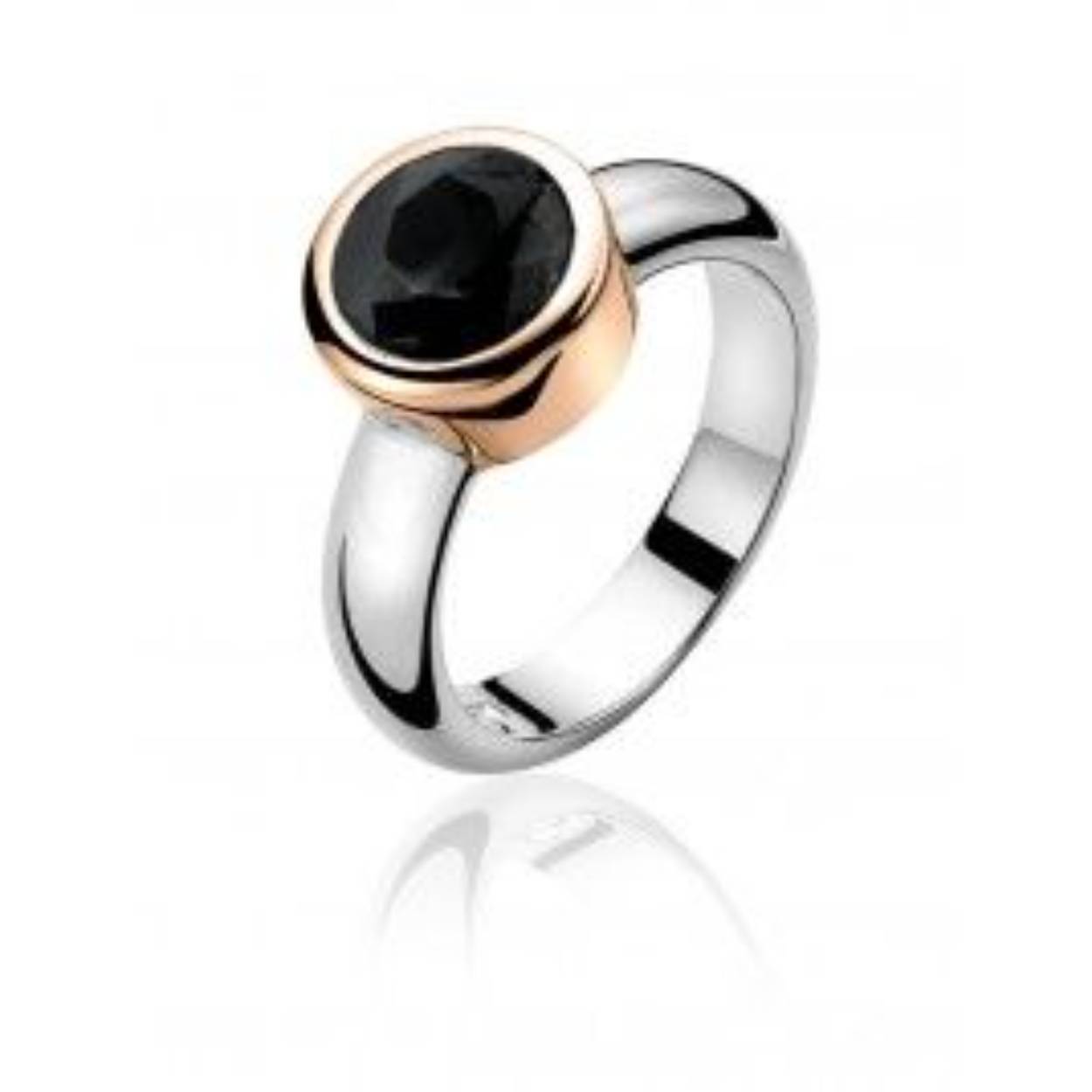 Zinzi zilveren ring rosé zwart zirkonia mt52 ZIR050N