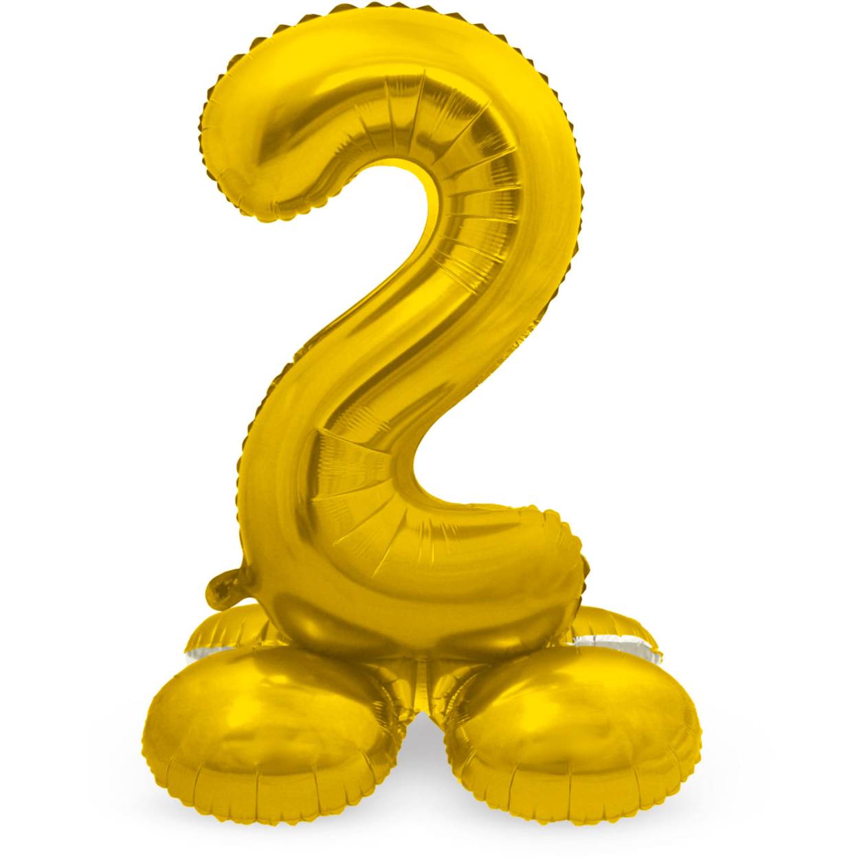 Staande Folieballon Cijfer 2 Goudkleurig - 72 cm. Inhoud: 1 folieballon. Kleur: Goudkleurig. Bijvoorbeeld te gebruiken tijdens de volgende feestgelegenheid/feestgelegenheden: Verjaardag, Kinderfeestje en Jubileum. Deze folieballon is 28 inch/72 cm en kan gevuld worden met lucht (geen helium nodig). Het artikel is gemaakt van folie.