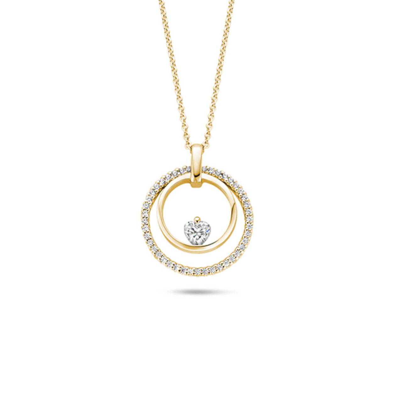 FJF zilver verguld collier met zirkonia hanger
