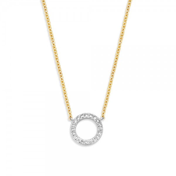 gouden Blush collier, open rondje+pave zirconias
