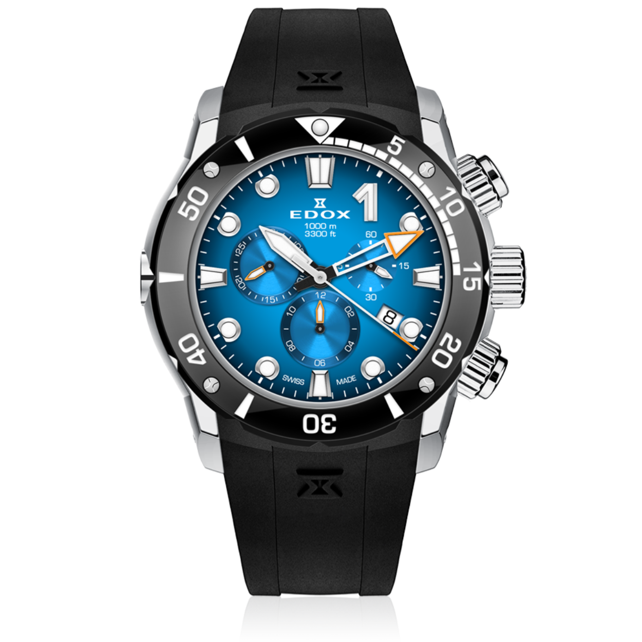 Deze Edox CO-1 is een titanium chronograaf quartz horloge met helium ventiel, verlichtende onderdelen en saffier glas.

De CO-1 collectie is ontworpen voor prestatie en extreme avonturen.

Wat deze Chrono Diver zo uniek maakt is de samenwerking tussen de technische ontwerpen in dit klokje, zoals het automatische helium ventiel, de kras bestendige keramische ring, saffier kristal en water dichtheid tot 1000 meter, ook de speciale schroefkroon, de te vergrendelen druk knoppen en de goede aflezing onderwater en in het donker.

Deze met de hand samengestelde CO-1 is gebouwd om een leven lang mee te gaan. Deze state-of-the-art Chronograph is een bijzonder horloge en super geschikt voor degene die ervan houden om op, in en onder water te gaan. 