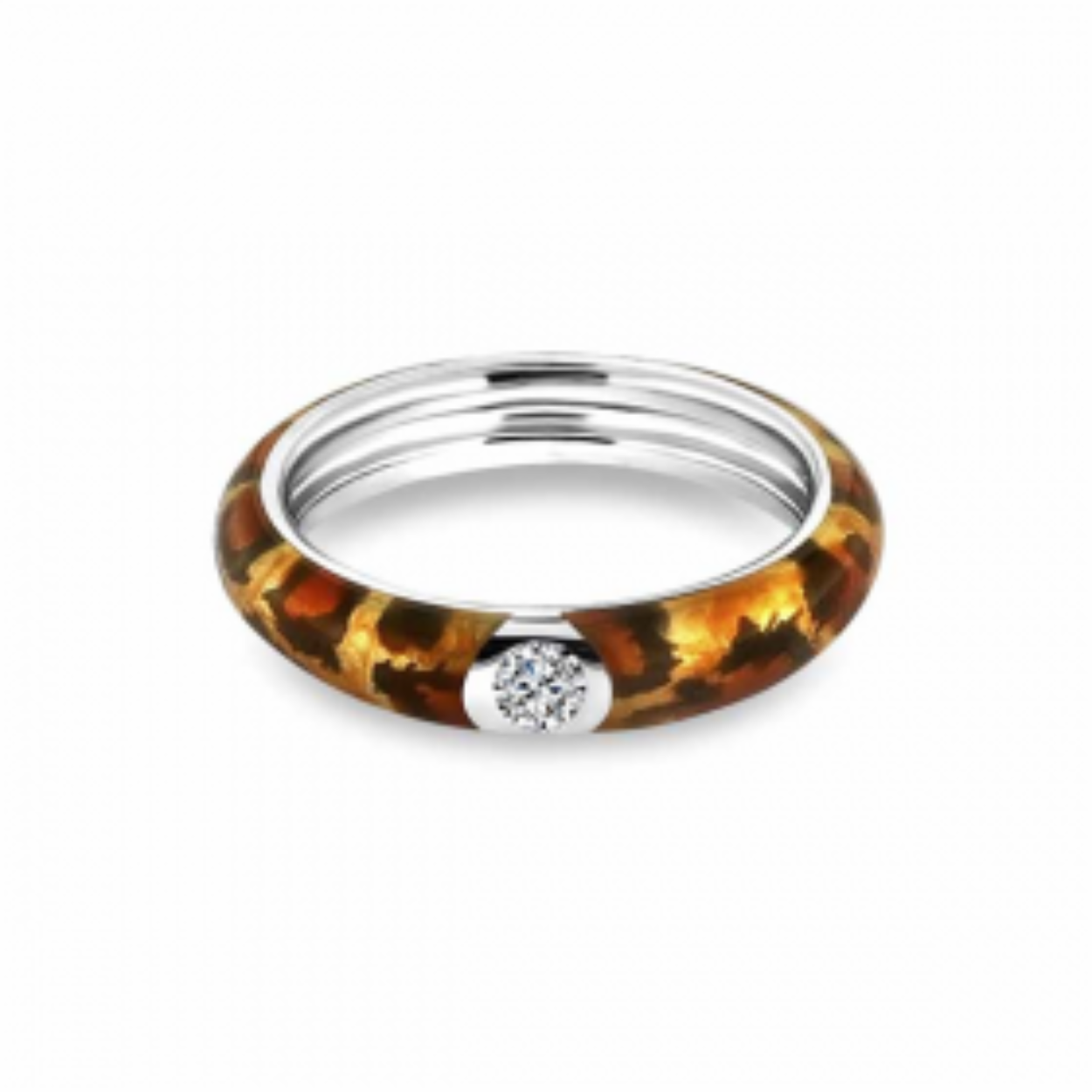 MY iMenso "tiger print" enamel ring cz size 58 mt 18.5 (925/rhod-plated)
