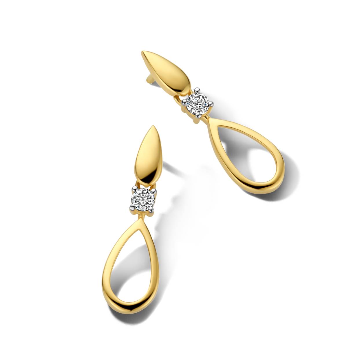 Oorringen goud 18kt mert zirconium