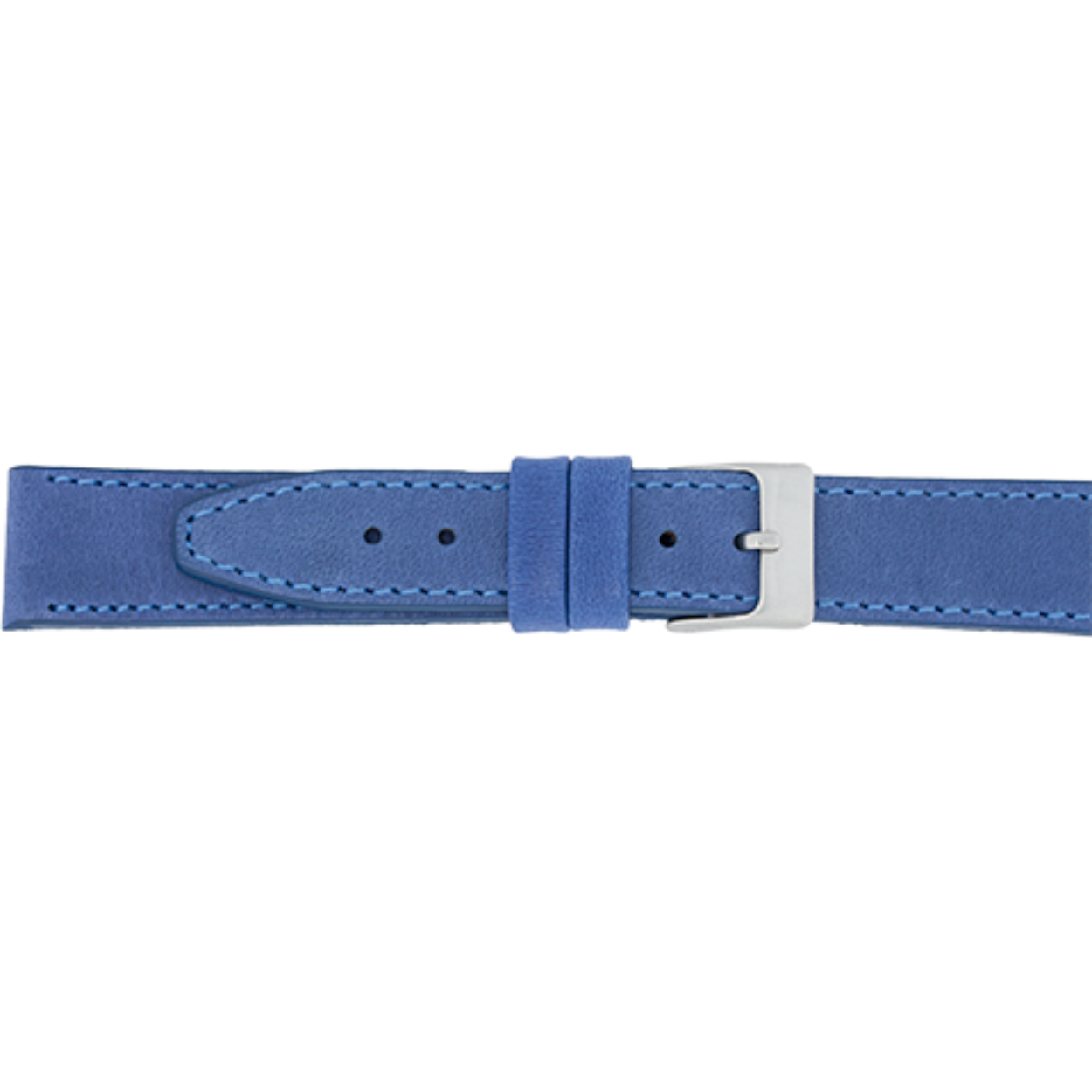 Horlogeband leder 20mm Vintage Blauw stiksel