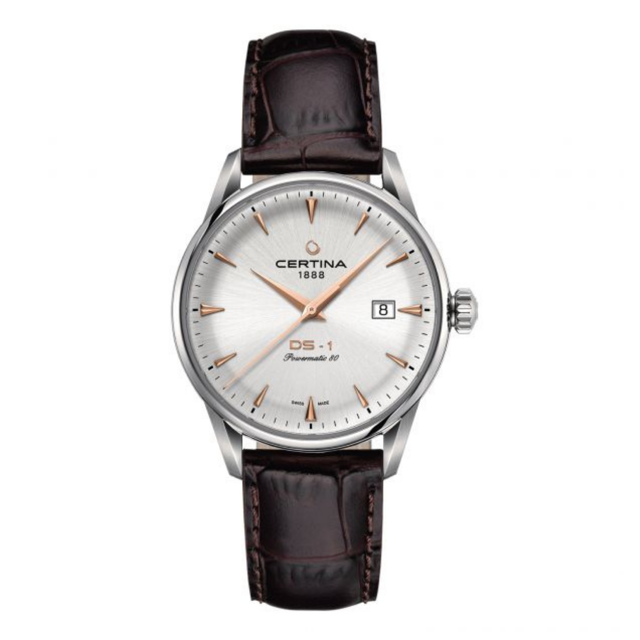 Dit Certina herenhorloge is uitgevoerd met het (automatische) Powermatic caliber. Dit zorgt ervoor dat u maar liefst 80 uur gangreserve heeft. De wijzerplaat, in combinatie met de datumaanduiding, heeft een een zachte bolling waardoor het licht meer diepte geeft als het op de wijzerplaat valt.
De stalen kast met leren band geven het horloge een mooie uitstraling. Het horloge is voorzien van saffierglas en is 10 atm waterdicht.