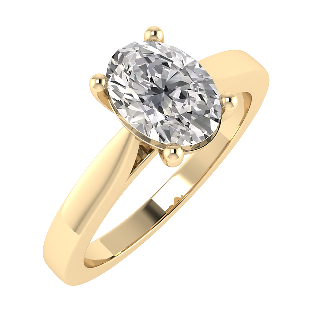 14k geelgouden lab grown diamanten ring met 0.51 caraat ovaal diamant. diamant heeft een D kleur en een VS1 helderheid. 
