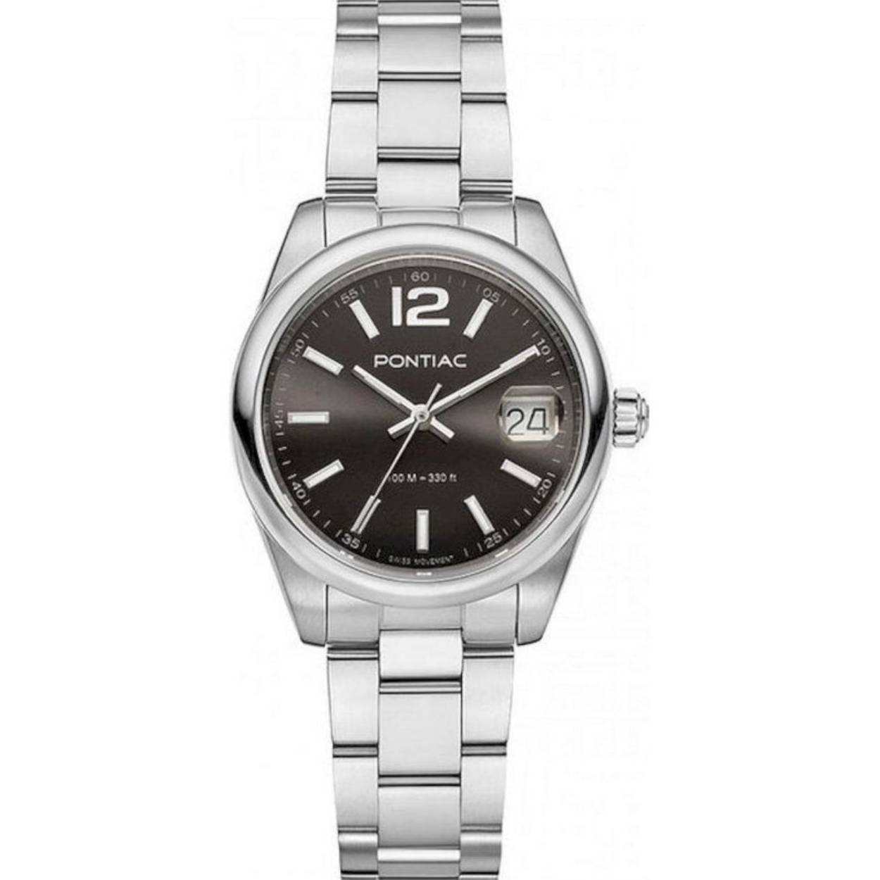 Dit dameshorloge is van het merk Pontiac. Het is een horloge gemaakt van edelstaal. De diameter van de kast is32 mm.
De verdere specificaties van het horloge zijn als volgt:
Glassoort: saffier kristal
Kastmateriaal: edelstaal
Waterdichtheid: 10 ATM
Techniek: quartz
Kastvorm: Rond
Kastkleur: Zilver
Bandmateriaal: Edelstaal
Bandkleur: Zilver
Wijzerplaatkleur: Zwart