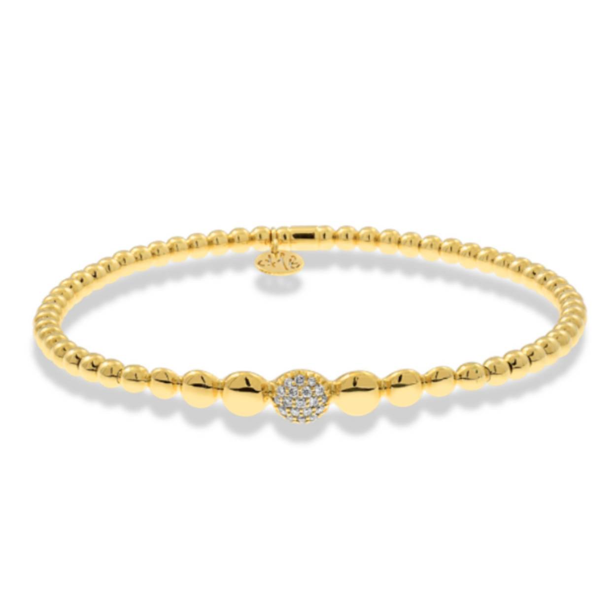 Geelgouden stretch armband met diamanten