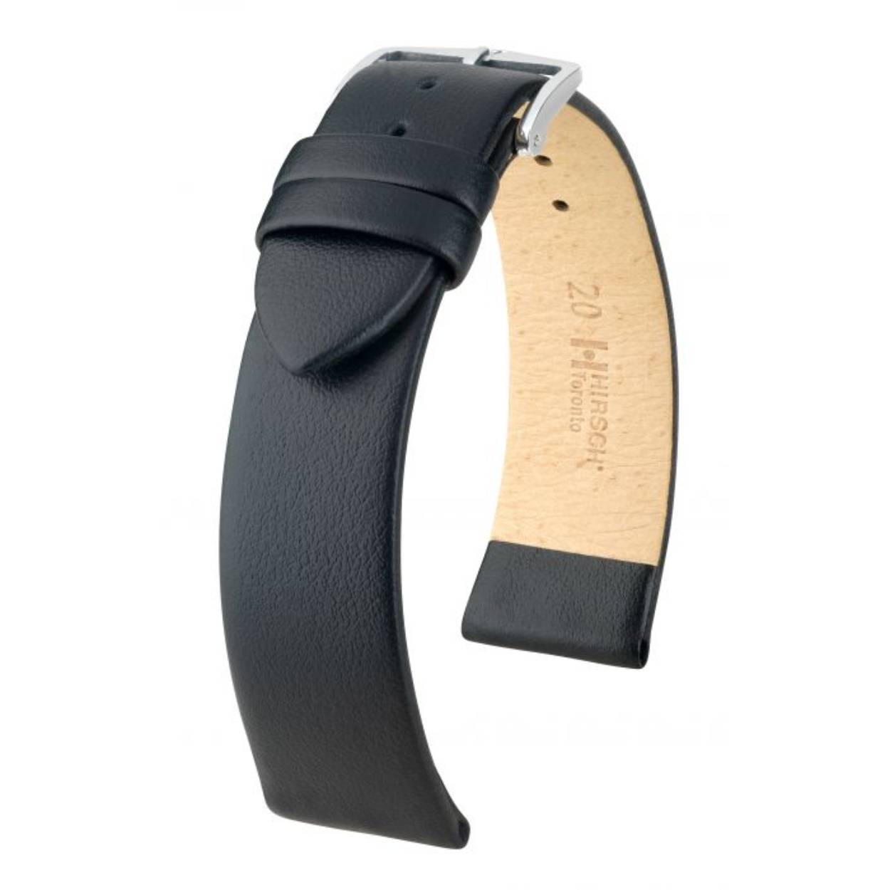 "Hard shell, soft core" - volgens dit motto, onze TORONTO horlogeband boeit met eenvoudige elegantie. Deze armband ziet er zowel robuust als zijdezacht uit om de pols. Hier combineren wij Italiaans kalfsleder met een bijzonder fijne nerf met het beproefde HIRSCH Softglove voeringleder. Bovendien ronden het vlakke design en de fraai gevormde sluiting in het Tradition-design deze edele lederen band harmonieus af.