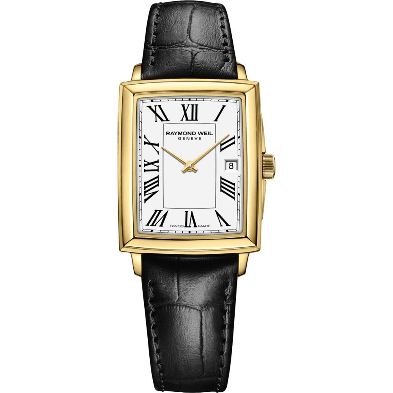 Dames Horloge met zwart lederen band.