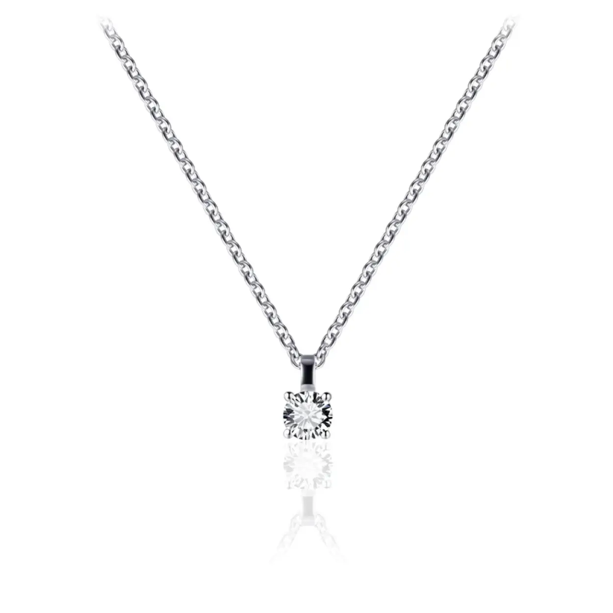 Mooie zilveren Collier met een zirkonia hanger.