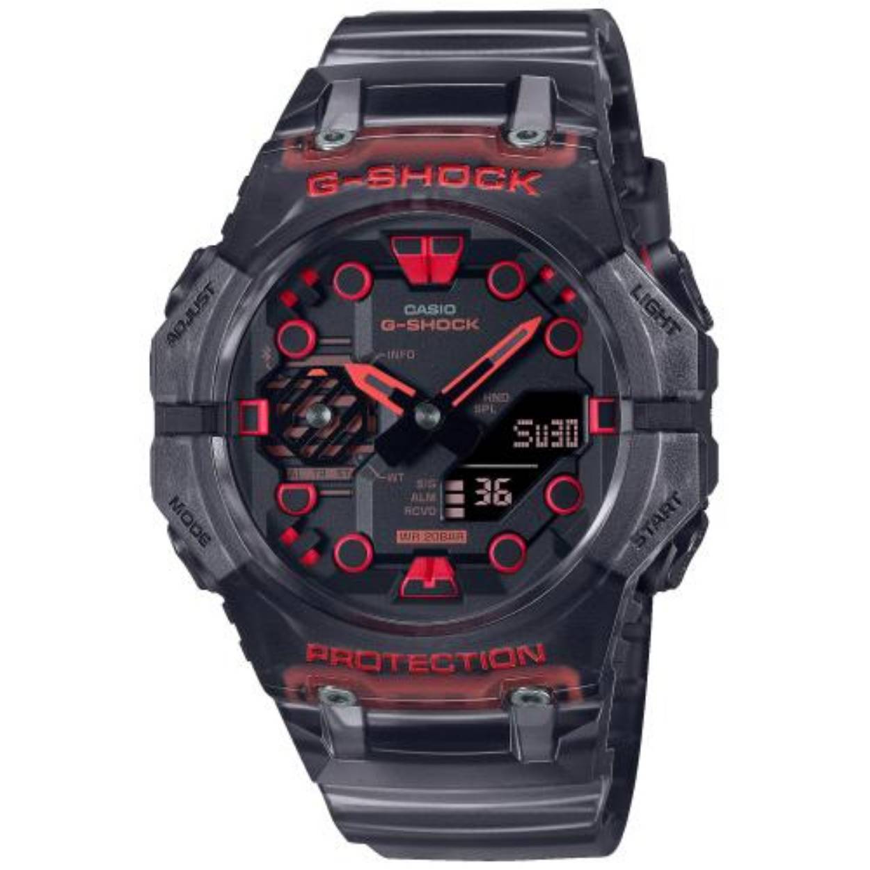 
Analoog-digitaal horloge met kastbescherming en band
149,-
Incl 21% btw
● Op voorraad 
Kleur - Zwart





 Bestel voor 22:00, morgen geleverd
In Winkelwagen
 Gratis verzending
 Gratis terugsturen binnen 60 dagen na ontvangst
 Officieel dealer van G-Shock

G-Shock Classic Style GA-B001G-1AER horloge
Analoog-digitaal horloge met kastbescherming en band
149,-
Incl 21% btw
In Winkelwagen
 Vergelijk
Productomschrijving

Dit G-Shock horloge heeft een Fibre-reinforced Resin kast met een diameter van 45 mm en is voorzien van een Kunststof band. In de kast bevindt zich een Casio kwaliteitsuurwerk en is afgewerkt met Mineraalglas.

Het horloge is 20ATM. Dit betekent dat het horloge geschikt is voor diepzeeduiken. Verder wordt het horloge geleverd met 2 jaar garantie.
