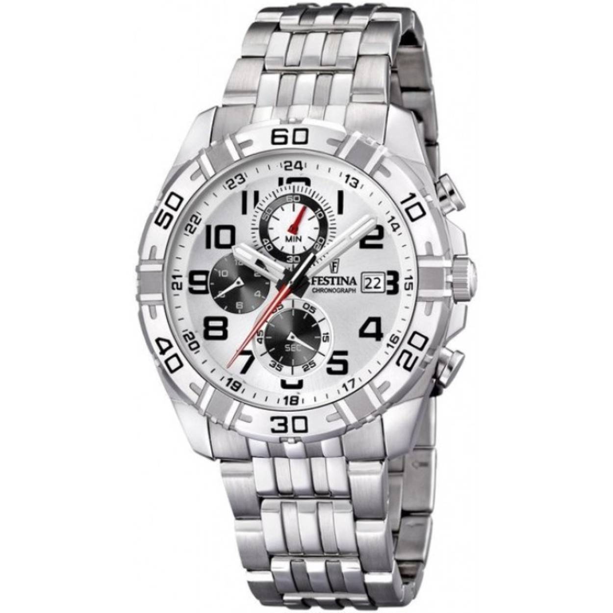 Festina herenhorloge edelstaal band chronograaf wijzerplaat = zilver met cijfers F16493/1