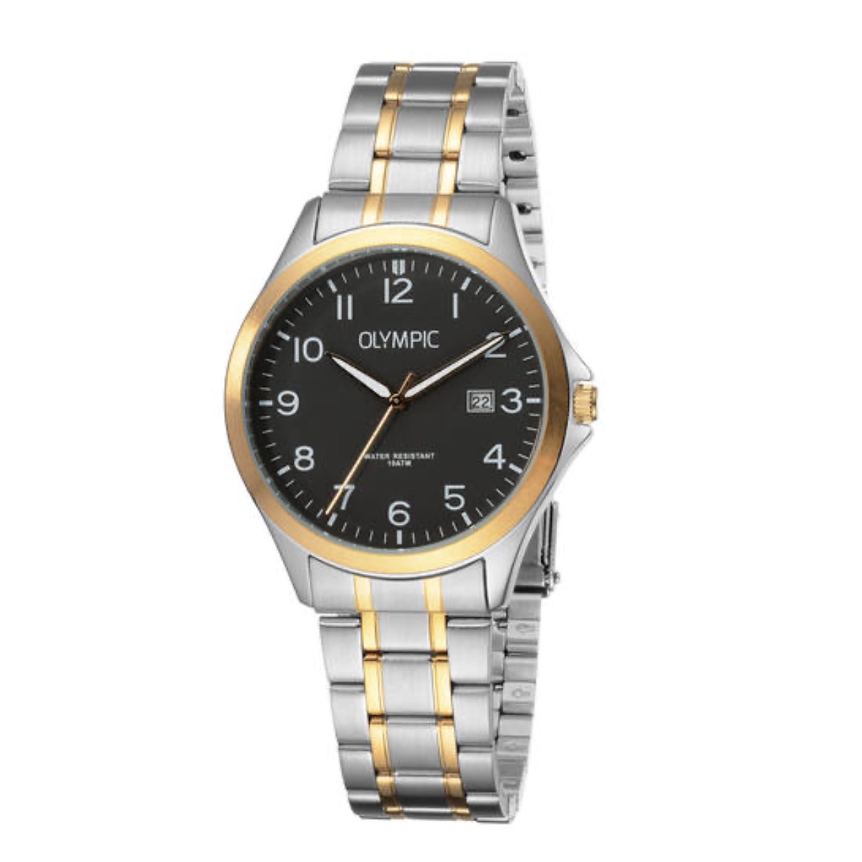 Olympic OL72HSS398B Robin Horloge Heren Leer 40mm 
Dit unieke Olympic horloge met artikelnummer: OL72HSS398B is een heren horloge met een classic uitstraling. De stalen kast heeft een gladde goudkleurige bezel en een blauwe wijzerplaat met een datum. De uursaanduiding is opvallend door de Arabische cijfers en de sierlijke wijzers. Dit geeft het horloge een chique uiterlijk. Aan de stalen kast zit een stalen bi-color schakelband met een vouwsluiting. Het horloge heeft een mineraalglas, een doorsnee van 40mm en is 10ATM.

Waterdichtheid 10ATM
Dit horloge is bestand tegen water bij het zwemmen en douchen. Dit horloge is niet bestand tegen (grote) waterdruk dus je kunt er niet mee duiken.

Het merk:
Een mooi horloge hoeft niet duur te zijn! Het Nederlandse horlogemerk Olympic levert stoere chronografen, slimline series, digitale uurwerken en elegante dameshorloges. De prijs-kwaliteitverhouding staat bij Olympic hoog in het vaandel met prijzen die uiteenlopen van € 34,95 tot en met € 159,00.

100% Nederlands ontwerp, waterdicht en standaard 3 jaar fabrieksgarantie.

Specificaties:
- Ronde kast Ø 40mm
- Stalen horlogekast
- Blauwe wijzerplaat
- Bi-color schakelband
- 10ATM 
- Standaard 3 jaar fabrieksgarantie
- Mineraalglas