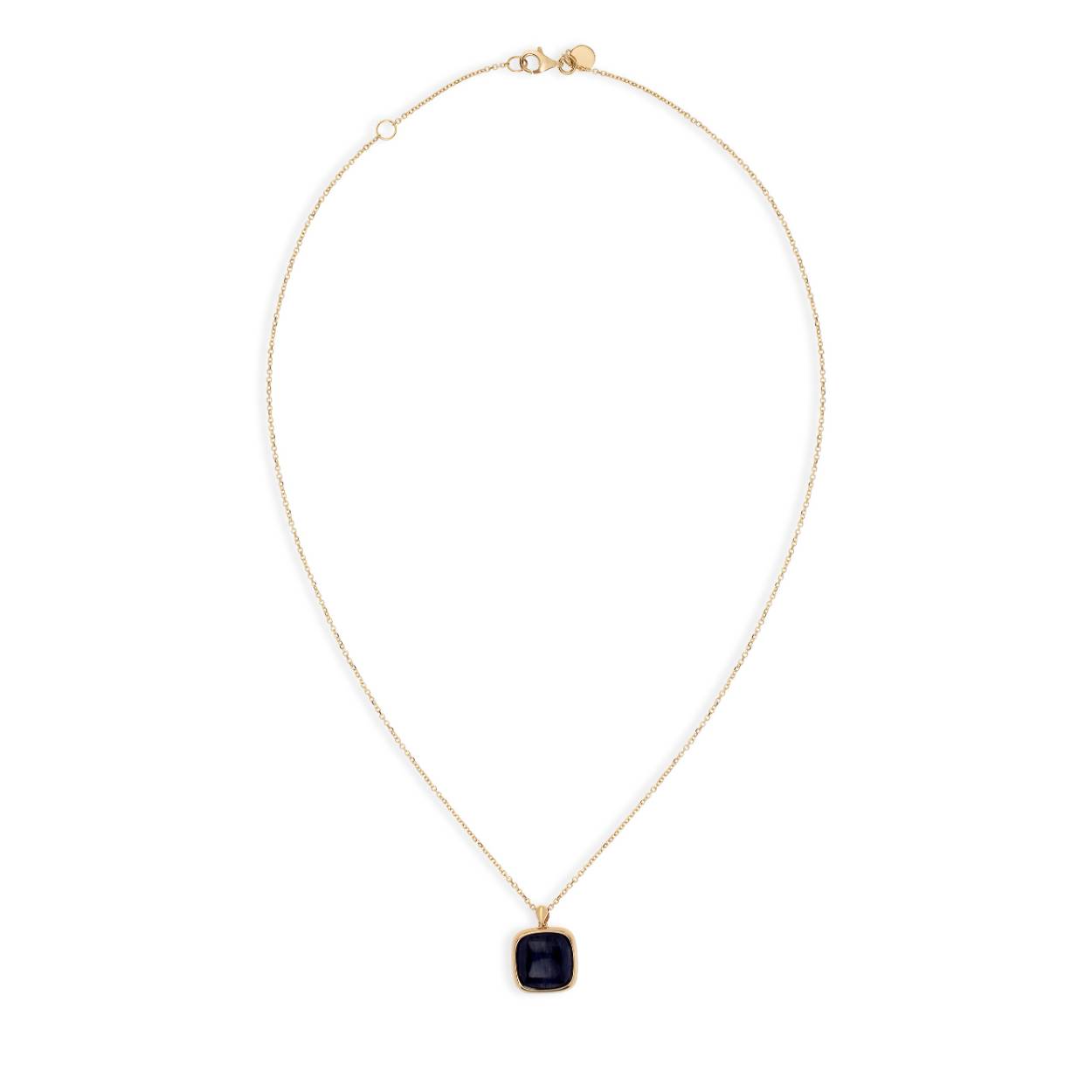 De Italo Bottene Tinta 14krt geelgoud collier met blauwe kwarts (modelnummer CO2134-BQ-45) Dit luxe collier draag je het beste als opvallend statementstuk bij een elegante outfit of als verfijnde aanvulling op alledaagse kleding.