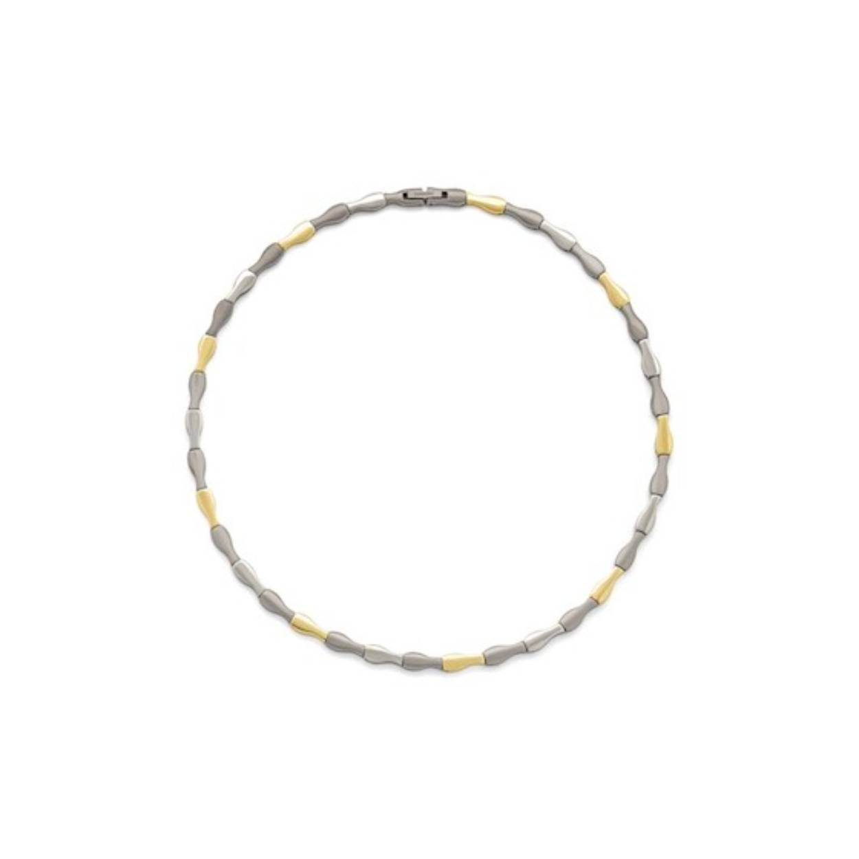 Sierlijk schakelcollier van Boccia titanium, deels geelgoud verguld.
