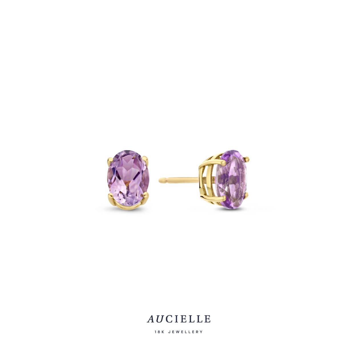 AuCielle Oorstekers Goud 18k Amethyst - AE0016C
