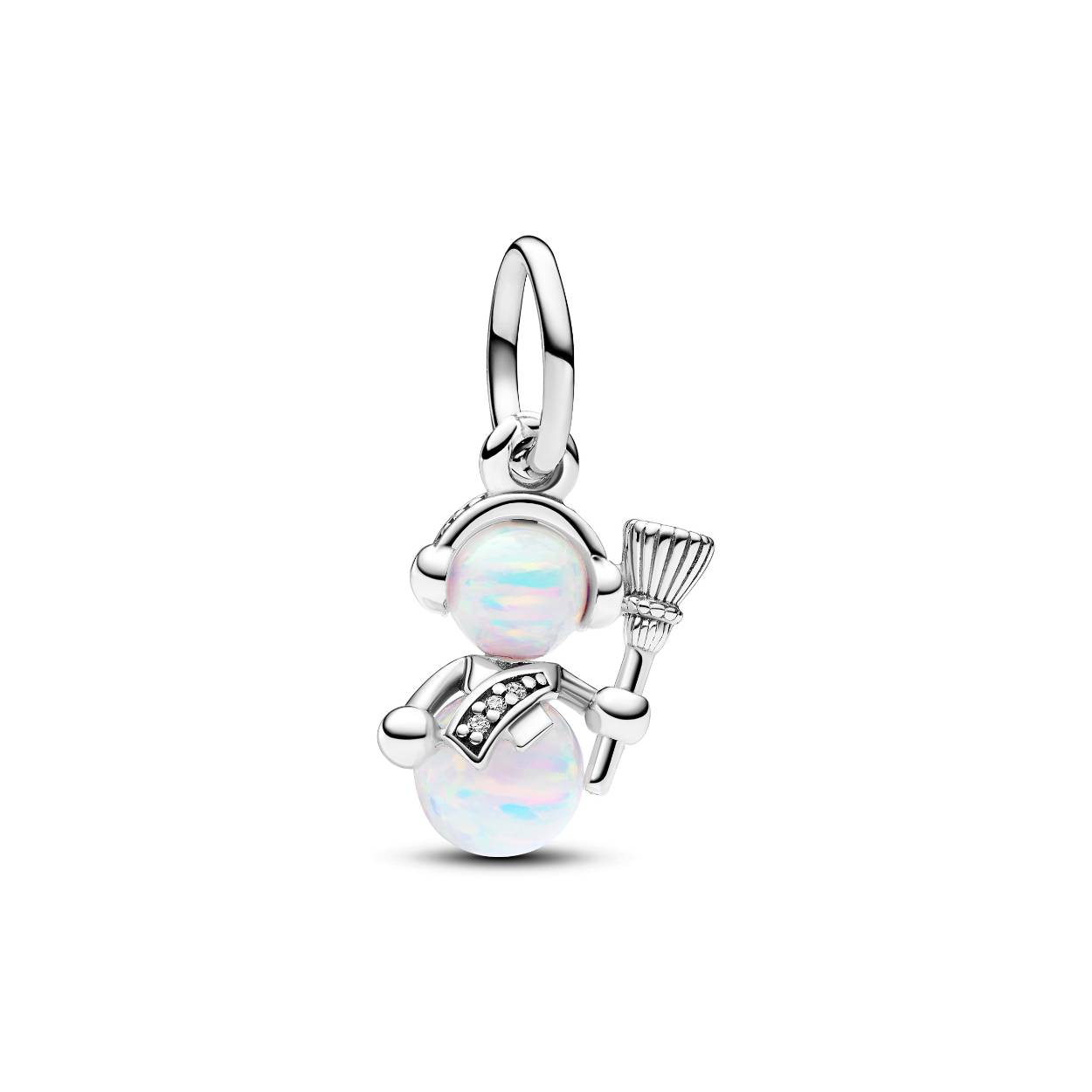 Pandora Snowman sterling silver dangle with lab-created opal and clear cubic zirconia